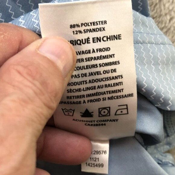 FootJoy Mens Performance Polo Shirt Size 2XL Blue Zigzag Short Sleeve Golf - Picture 7 of 12